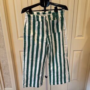 Striped Green and White Wide Leg Jeans